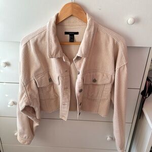 FOREVER 21 CREME SUEDE CROPPED JACKET